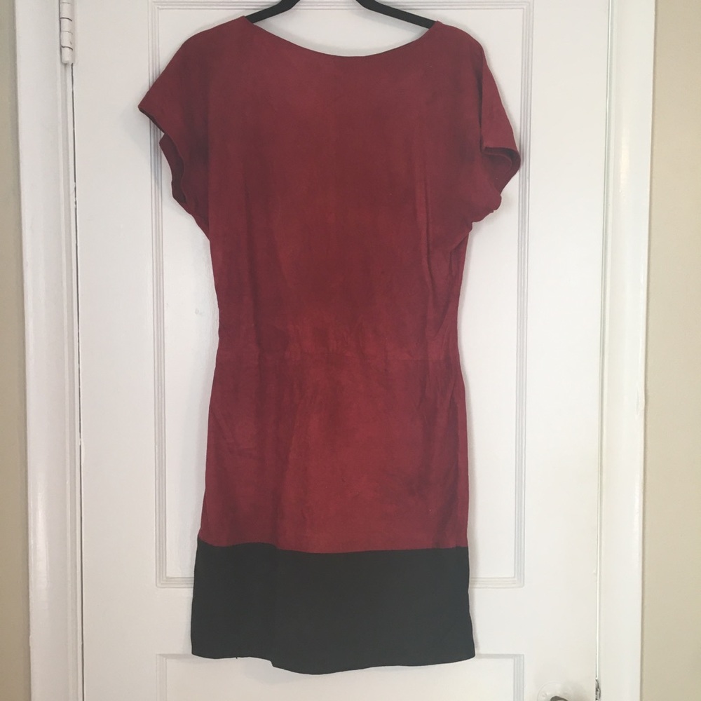 Vintage maroon + black suede dress